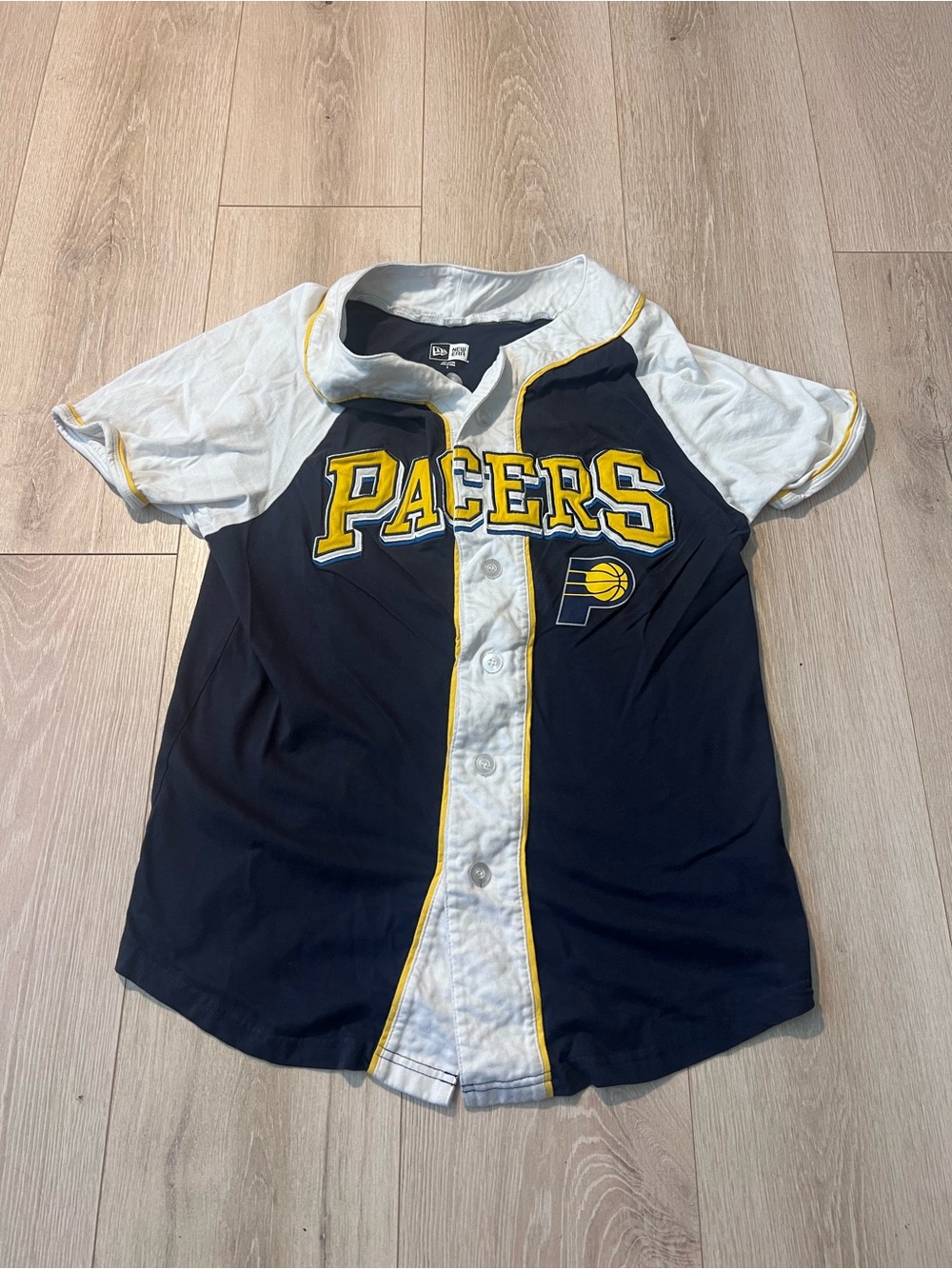 New Era Pacers Navy, White & Yellow Button-Front men Shirt